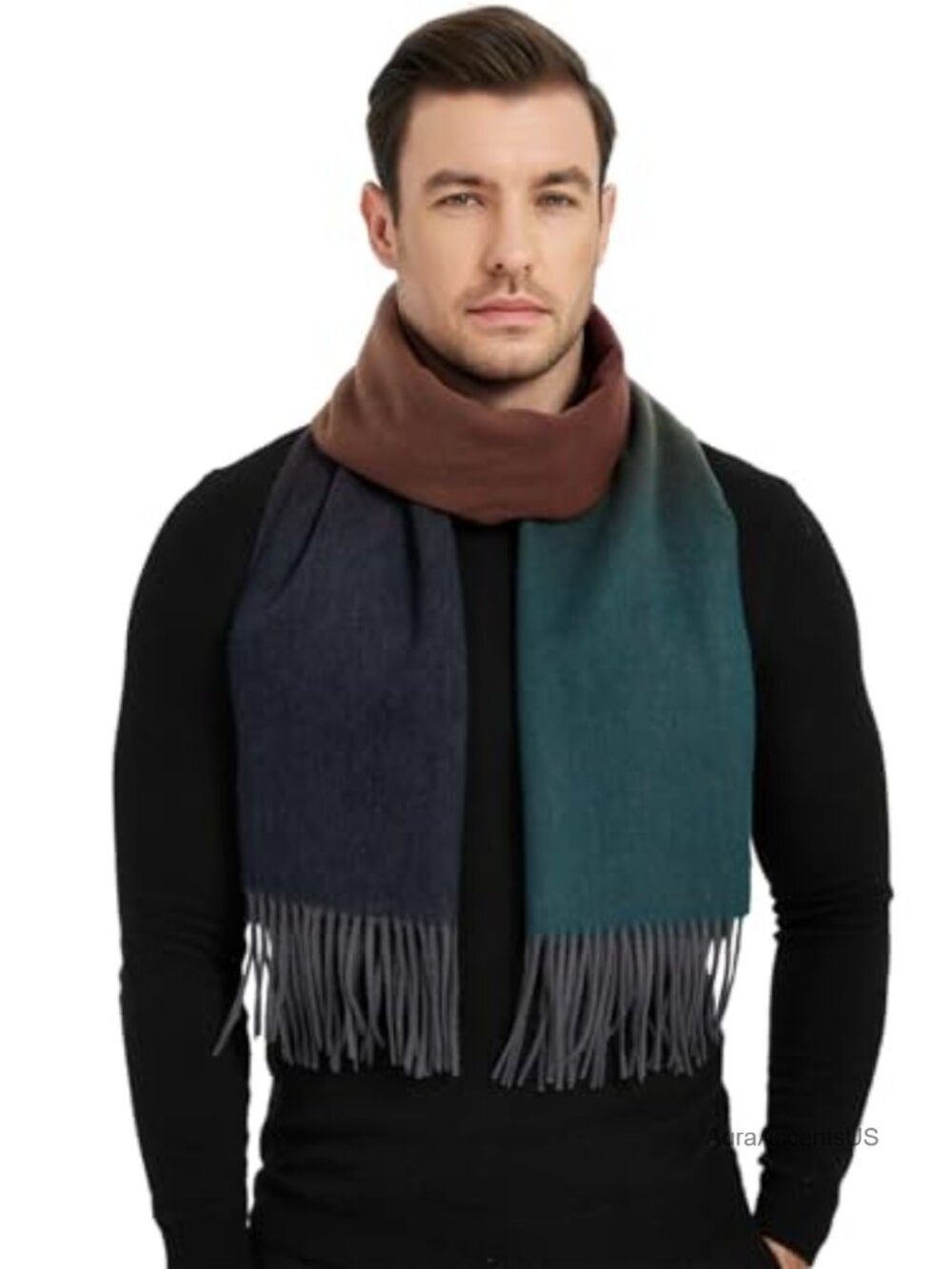 Mens Wool Scarf Warm Soft Long Winter Scarf Tassel Classic